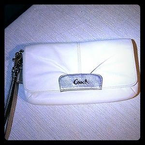 Coach White Leather Wristlet